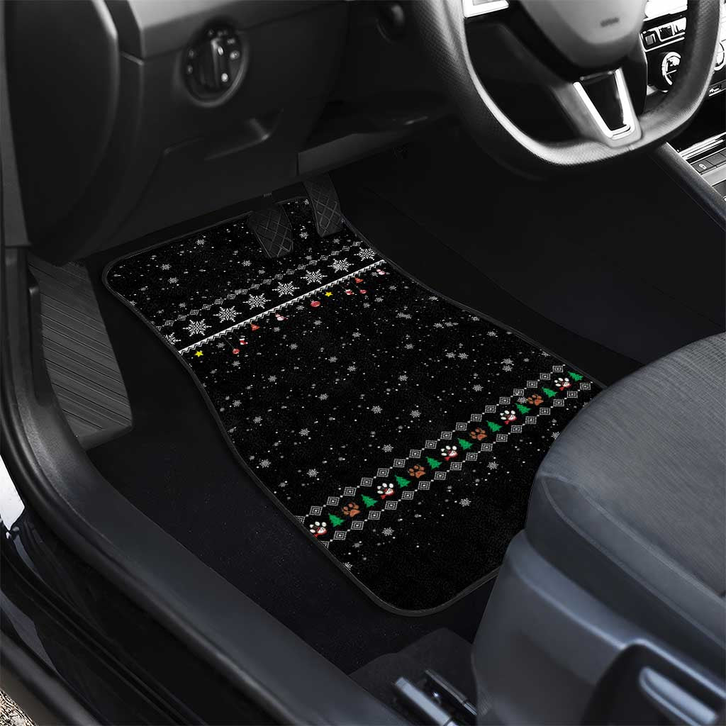Christmas Colorful Dog Pawprint Car Mats Black Snowflake Pattern Design - Wonder Print Shop