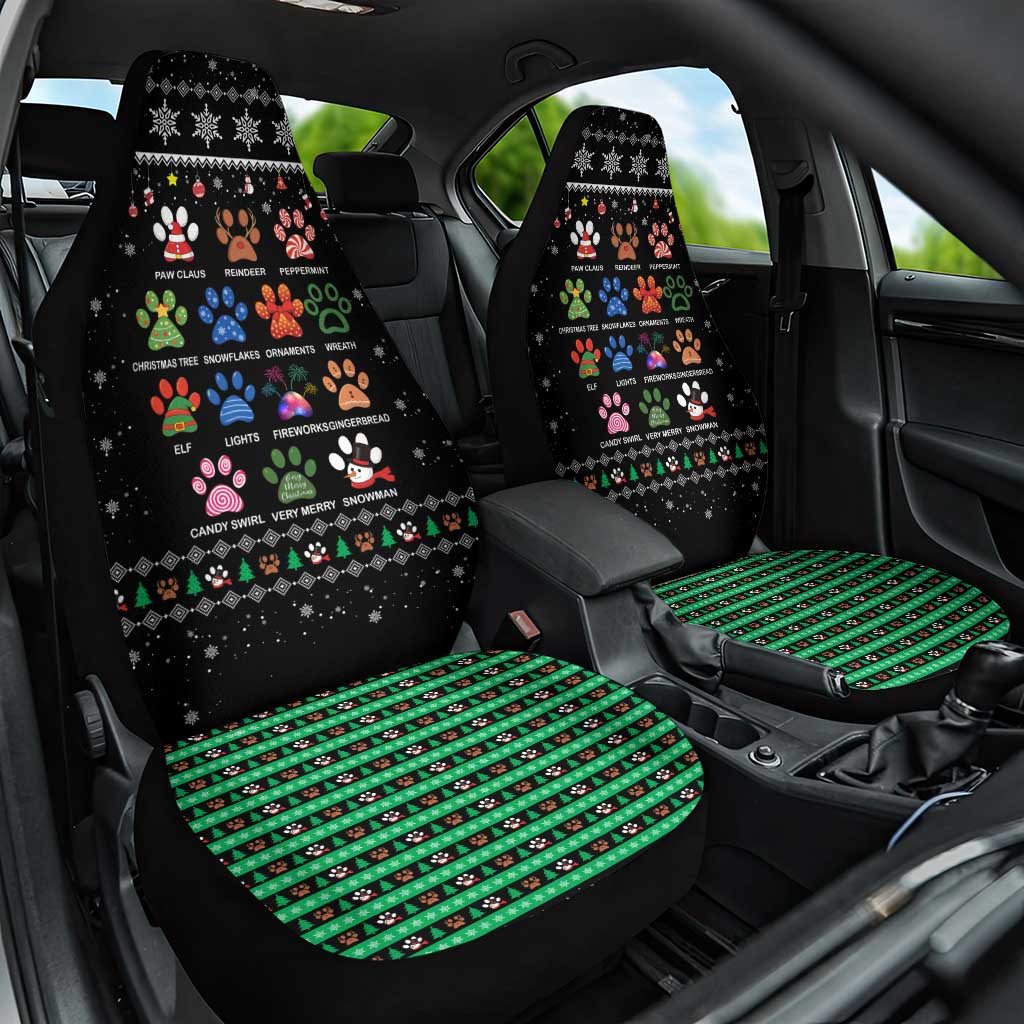 Christmas Colorful Dog Pawprint Car Seat Cover Black Snowflake Pattern Design - Wonder Print Shop