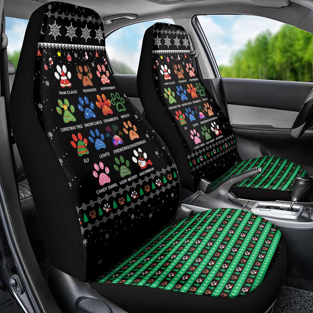 Christmas Colorful Dog Pawprint Car Seat Cover Black Snowflake Pattern Design - Wonder Print Shop