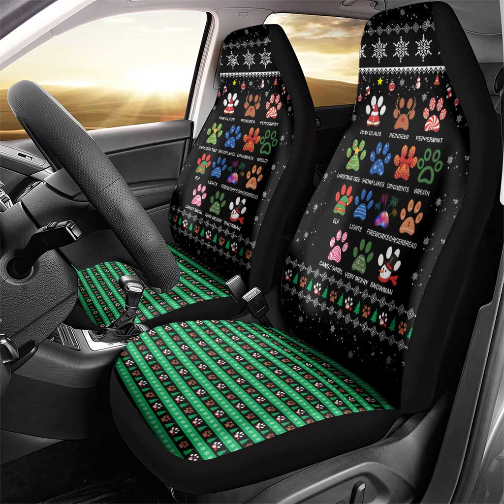 Christmas Colorful Dog Pawprint Car Seat Cover Black Snowflake Pattern Design - Wonder Print Shop