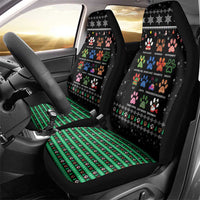Christmas Colorful Dog Pawprint Car Seat Cover Black Snowflake Pattern Design - Wonder Print Shop