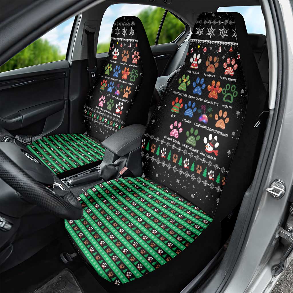 Christmas Colorful Dog Pawprint Car Seat Cover Black Snowflake Pattern Design - Wonder Print Shop