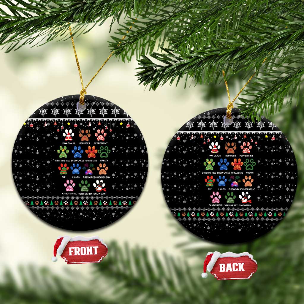 Christmas Colorful Dog Pawprint Ceramic Ornament Black Snowflake Pattern Design - Wonder Print Shop
