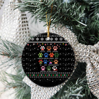Christmas Colorful Dog Pawprint Ceramic Ornament Black Snowflake Pattern Design - Wonder Print Shop