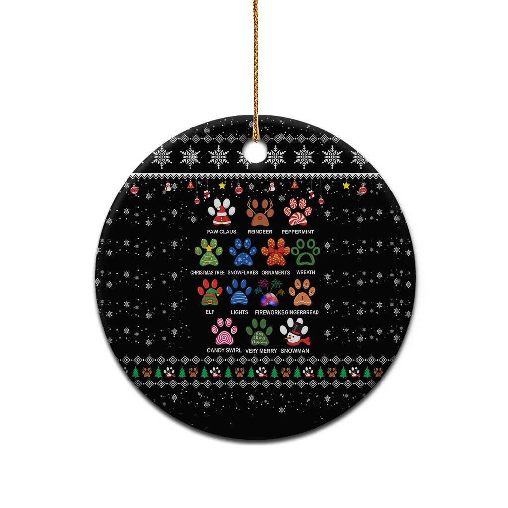 Christmas Colorful Dog Pawprint Ceramic Ornament Black Snowflake Pattern Design - Wonder Print Shop