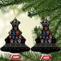 Christmas Colorful Dog Pawprint Ceramic Ornament Black Snowflake Pattern Design - Wonder Print Shop