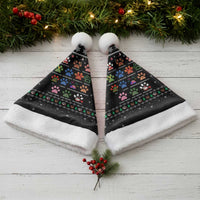Christmas Colorful Dog Pawprint Christmas Santa Hat Black Snowflake Pattern Design - Wonder Print Shop