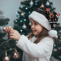 Christmas Colorful Dog Pawprint Christmas Santa Hat Black Snowflake Pattern Design - Wonder Print Shop