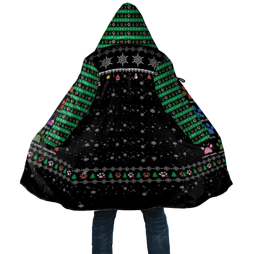 Christmas Colorful Dog Pawprint Cloak Black Snowflake Pattern Design - Wonder Print Shop