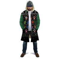 Christmas Colorful Dog Pawprint Cloak Black Snowflake Pattern Design - Wonder Print Shop