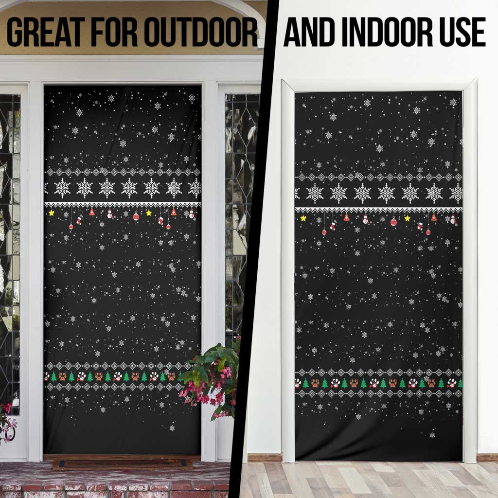 Christmas Colorful Dog Pawprint Door Cover Black Snowflake Pattern Design - Wonder Print Shop
