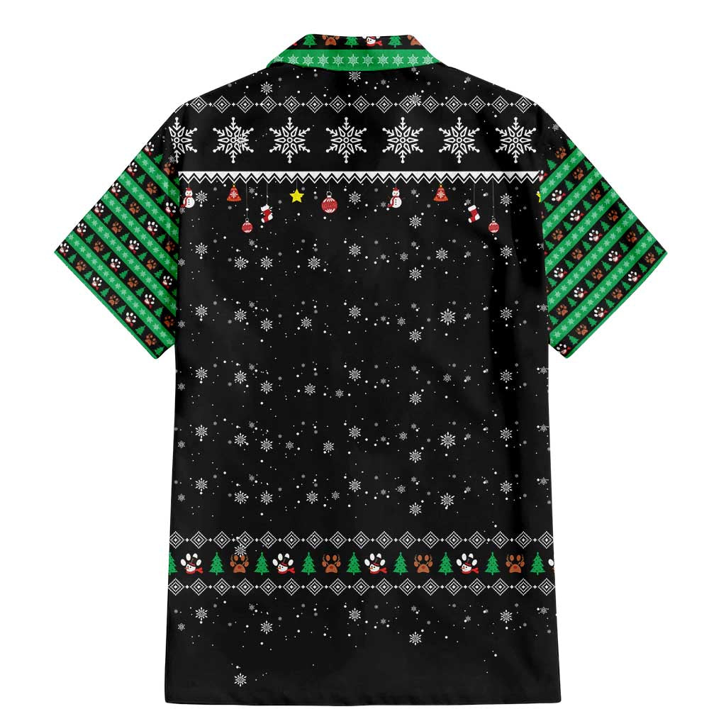 Christmas Colorful Dog Pawprint Family Matching Mermaid Dress and Hawaiian Shirt Black Snowflake Pattern Design - Wonder Print Shop