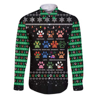 Christmas Colorful Dog Pawprint Family Matching Puletasi and Hawaiian Shirt Black Snowflake Pattern Design - Wonder Print Shop