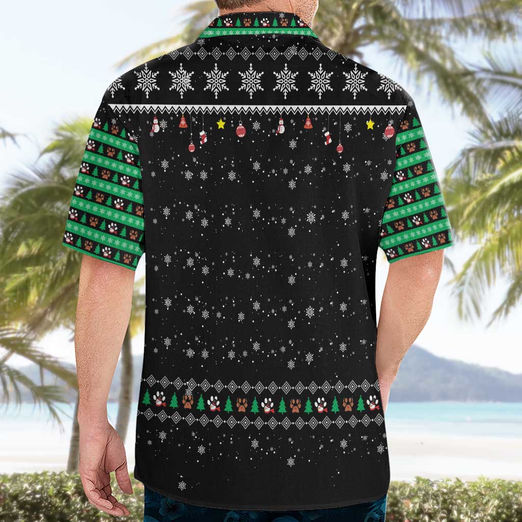 Christmas Colorful Dog Pawprint Hawaiian Shirt Black Snowflake Pattern Design - Wonder Print Shop