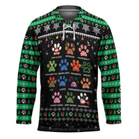 Christmas Colorful Dog Pawprint Hockey Jersey Black Snowflake Pattern Design - Wonder Print Shop
