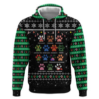 Christmas Colorful Dog Pawprint Hoodie Black Snowflake Pattern Design - Wonder Print Shop