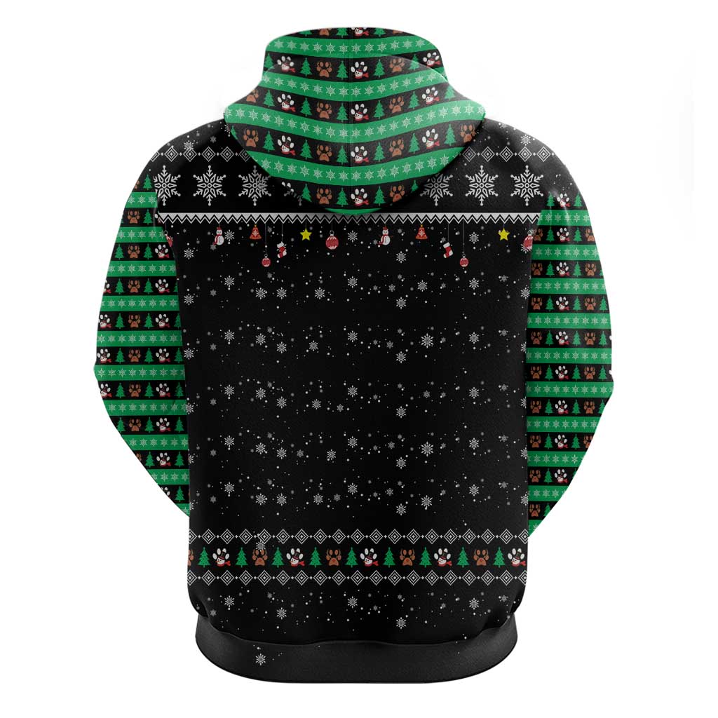 Christmas Colorful Dog Pawprint Hoodie Black Snowflake Pattern Design - Wonder Print Shop