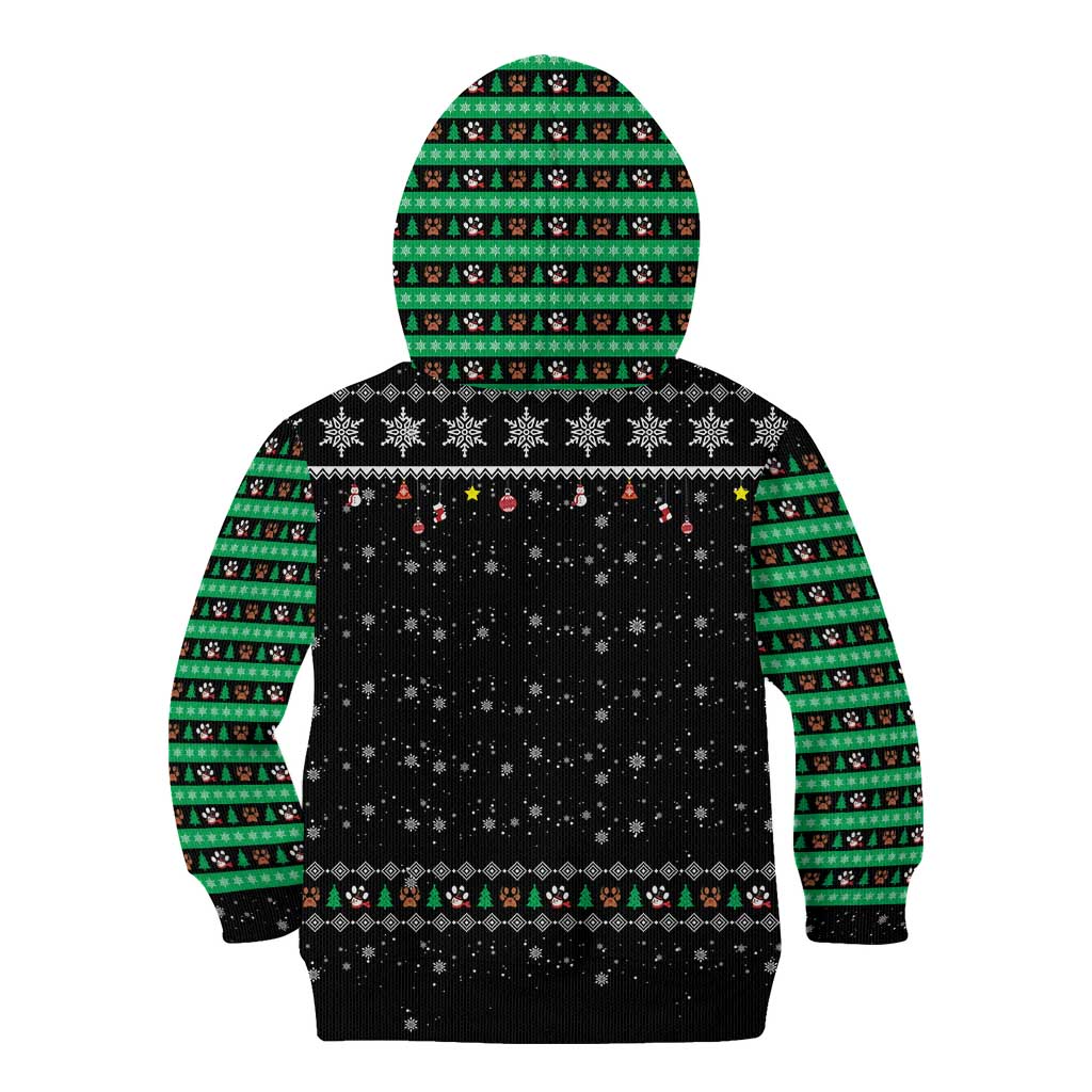 Christmas Colorful Dog Pawprint Kid Hoodie Black Snowflake Pattern Design - Wonder Print Shop