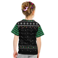 Christmas Colorful Dog Pawprint Kid T Shirt Black Snowflake Pattern Design - Wonder Print Shop