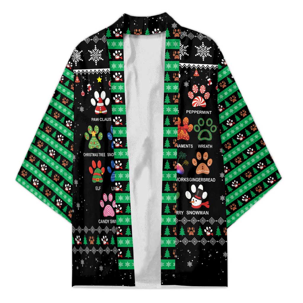 Christmas Colorful Dog Pawprint Kimono Black Snowflake Pattern Design - Wonder Print Shop