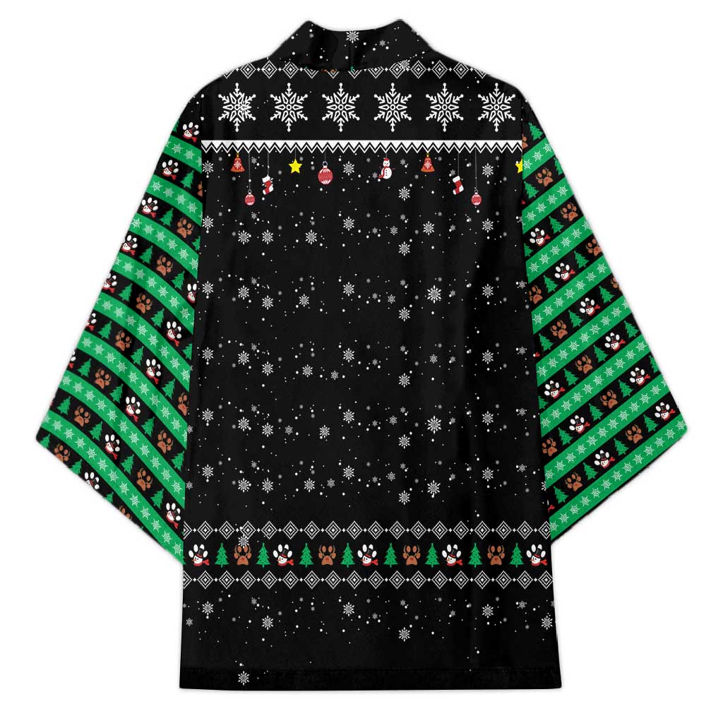 Christmas Colorful Dog Pawprint Kimono Black Snowflake Pattern Design - Wonder Print Shop