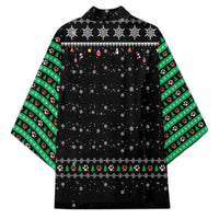 Christmas Colorful Dog Pawprint Kimono Black Snowflake Pattern Design - Wonder Print Shop