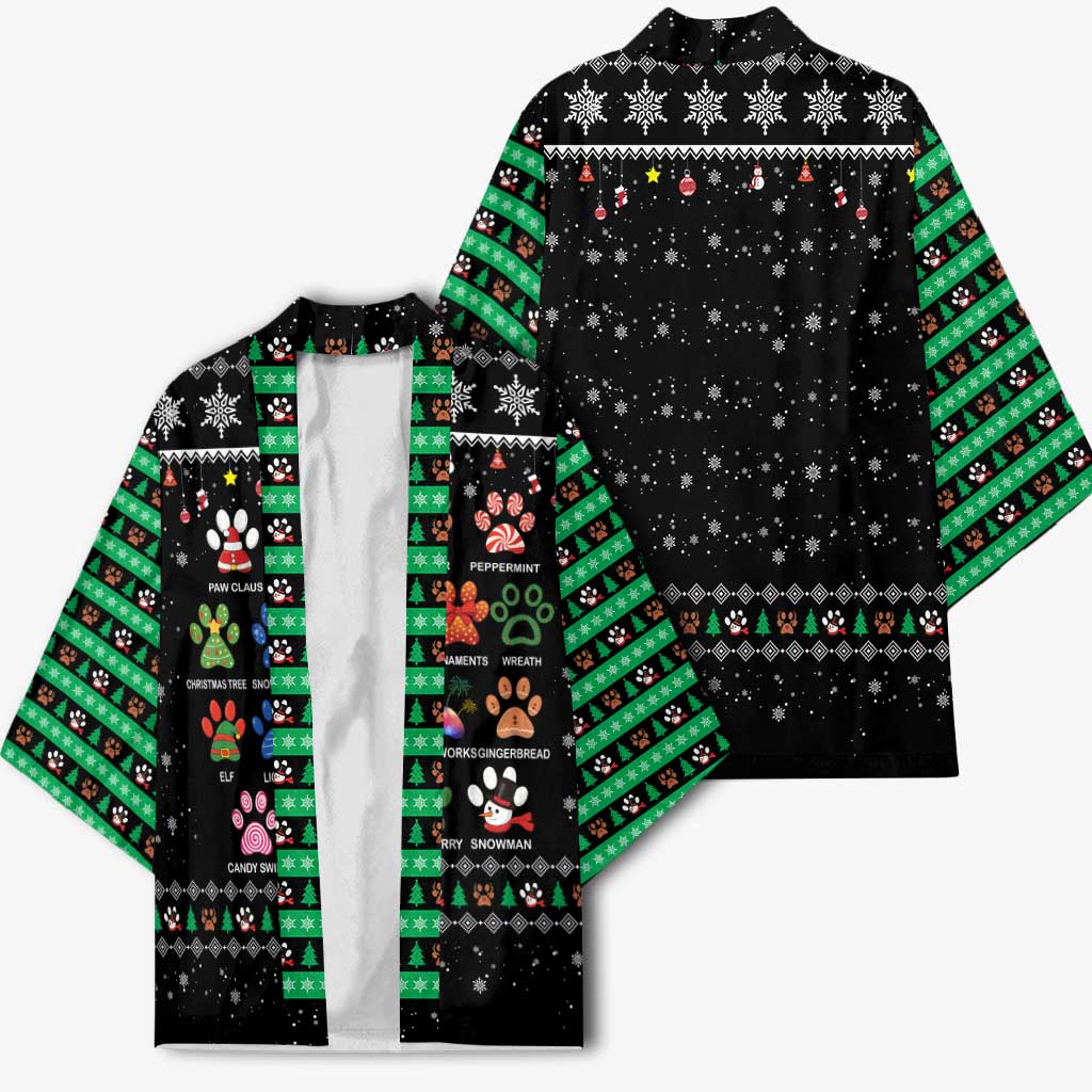 Christmas Colorful Dog Pawprint Kimono Black Snowflake Pattern Design - Wonder Print Shop
