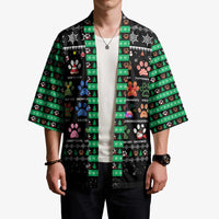 Christmas Colorful Dog Pawprint Kimono Black Snowflake Pattern Design - Wonder Print Shop