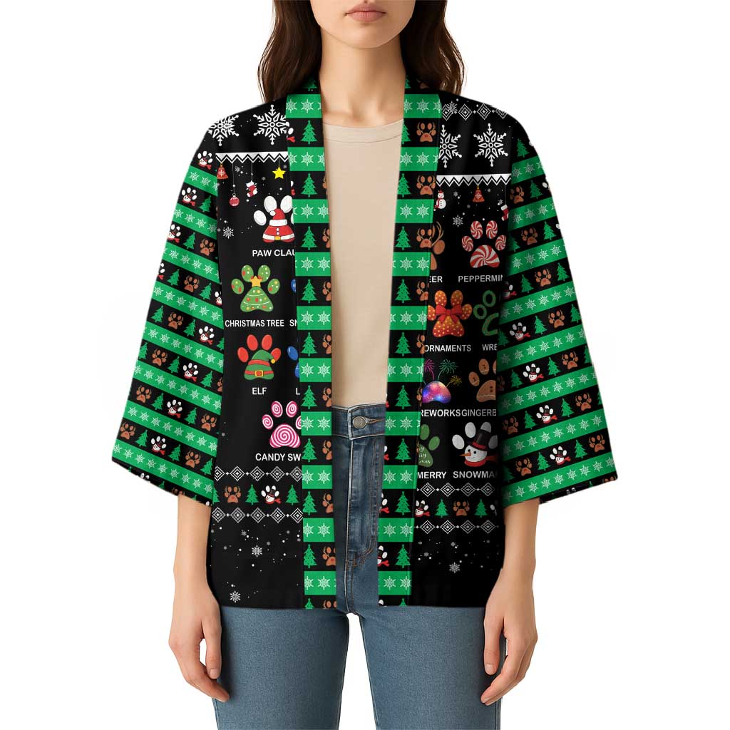 Christmas Colorful Dog Pawprint Kimono Black Snowflake Pattern Design - Wonder Print Shop