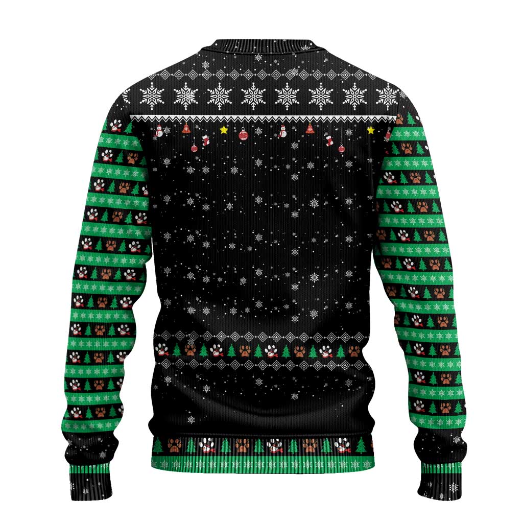 Christmas Colorful Dog Pawprint Ugly Christmas Sweater Black Snowflake Pattern Design - Wonder Print Shop
