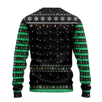 Christmas Colorful Dog Pawprint Ugly Christmas Sweater Black Snowflake Pattern Design - Wonder Print Shop
