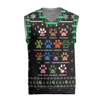 Christmas Colorful Dog Pawprint Christmas Knitted V-Neck Vest Black Snowflake Pattern Design - Wonder Print Shop