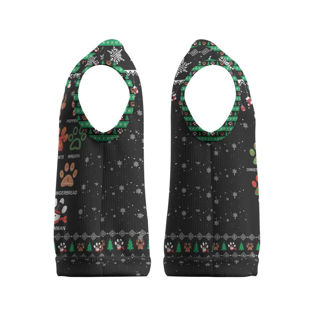 Christmas Colorful Dog Pawprint Christmas Knitted V-Neck Vest Black Snowflake Pattern Design - Wonder Print Shop