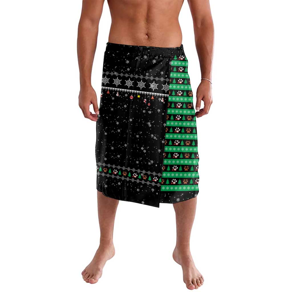 Christmas Colorful Dog Pawprint Lavalava Black Snowflake Pattern Design - Wonder Print Shop