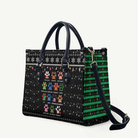Christmas Colorful Dog Pawprint Leather Bag Black Snowflake Pattern Design - Wonder Print Shop
