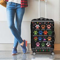 Christmas Colorful Dog Pawprint Luggage Cover Black Snowflake Pattern Design - Wonder Print Shop