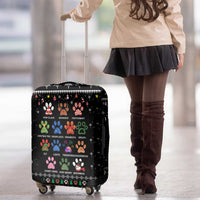 Christmas Colorful Dog Pawprint Luggage Cover Black Snowflake Pattern Design - Wonder Print Shop