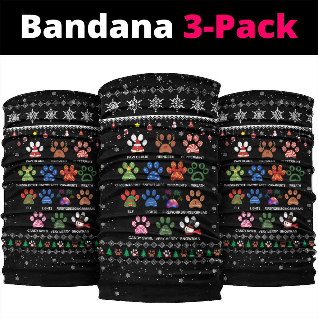 Christmas Colorful Dog Pawprint Neck Gaiter Black Snowflake Pattern Design - Wonder Print Shop