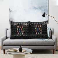 Christmas Colorful Dog Pawprint Pillow Cover Black Snowflake Pattern Design - Wonder Print Shop