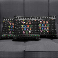 Christmas Colorful Dog Pawprint Pillow Cover Black Snowflake Pattern Design - Wonder Print Shop