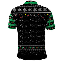 Christmas Colorful Dog Pawprint Polo Shirt Black Snowflake Pattern Design - Wonder Print Shop