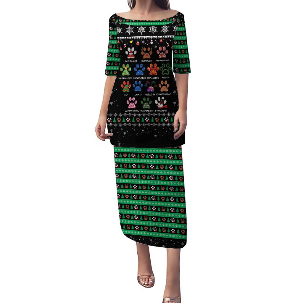 Christmas Colorful Dog Pawprint Puletasi Black Snowflake Pattern Design - Wonder Print Shop