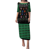 Christmas Colorful Dog Pawprint Puletasi Black Snowflake Pattern Design - Wonder Print Shop