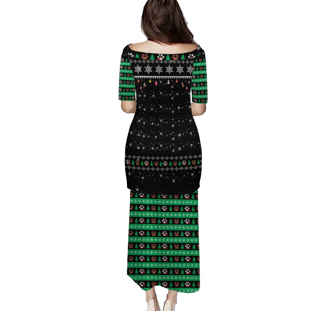 Christmas Colorful Dog Pawprint Puletasi Black Snowflake Pattern Design - Wonder Print Shop