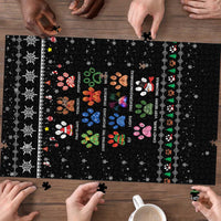 Christmas Colorful Dog Pawprint Puzzle Black Snowflake Pattern Design - Wonder Print Shop