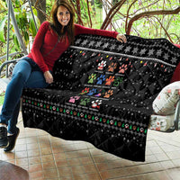 Christmas Colorful Dog Pawprint Quilt Black Snowflake Pattern Design - Wonder Print Shop
