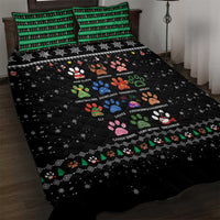 Christmas Colorful Dog Pawprint Quilt Bed Set Black Snowflake Pattern Design - Wonder Print Shop