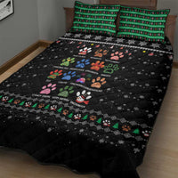 Christmas Colorful Dog Pawprint Quilt Bed Set Black Snowflake Pattern Design - Wonder Print Shop