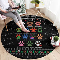 Christmas Colorful Dog Pawprint Round Carpet Black Snowflake Pattern Design - Wonder Print Shop