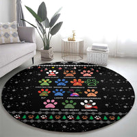 Christmas Colorful Dog Pawprint Round Carpet Black Snowflake Pattern Design - Wonder Print Shop
